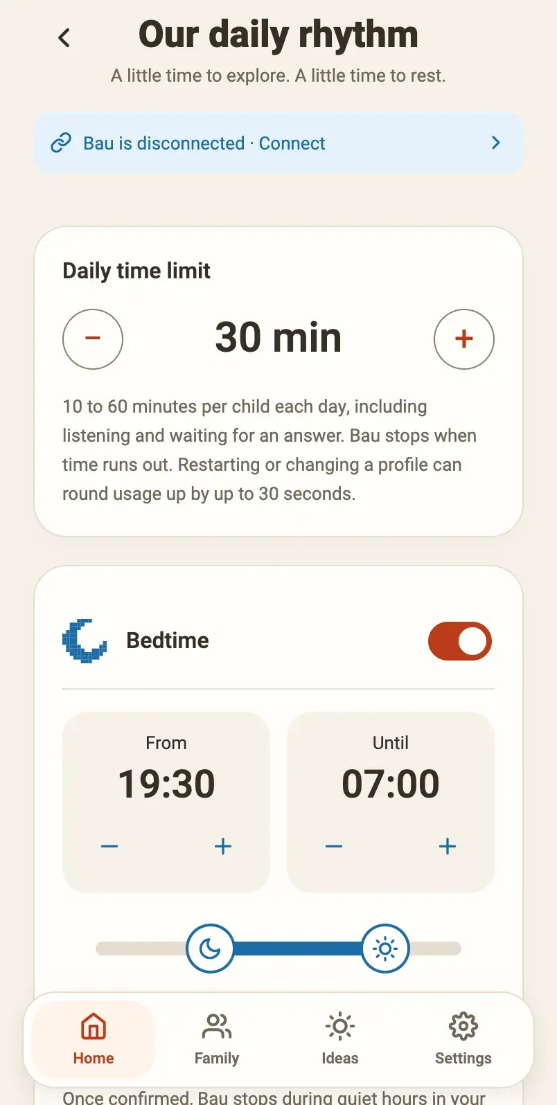 Parent app: Daily rhythm